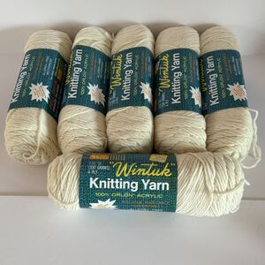 White Yarn - Vintage Woolworth Wintuk 02 Winter White G175 Orlon Acrylic Lot 6